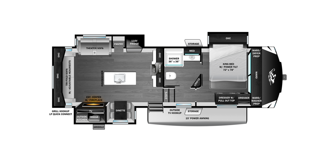 2026 Highland Ridge Open Range 3X FW 287RLS Floorplan