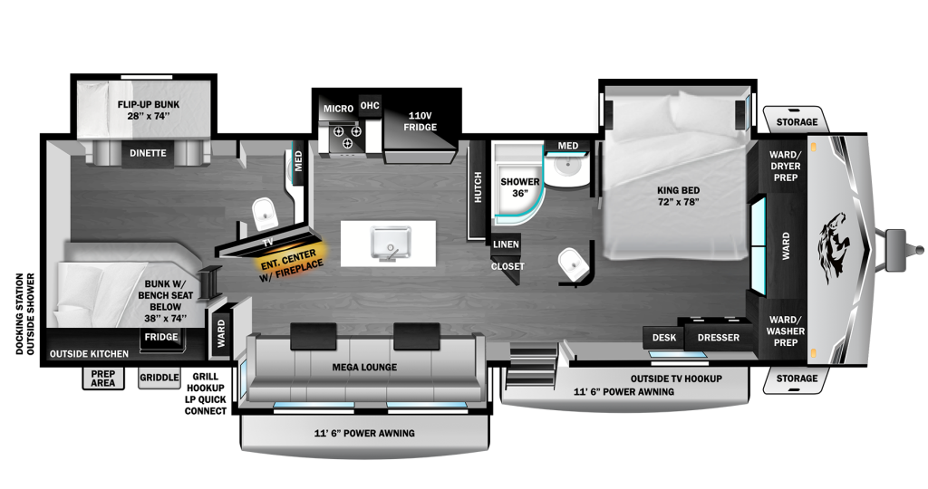 2026 Highland Ridge Open Range TT 338BHS Floorplan