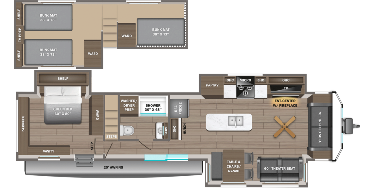 2026 Jayco Jay Flight Bungalow 401LOFT DS Floorplan