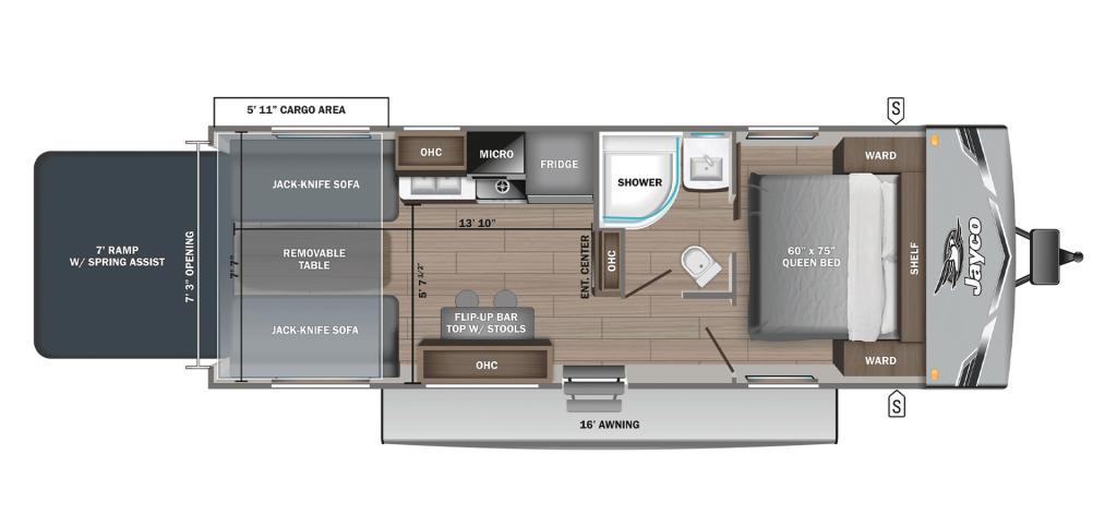 2026 Jayco Jay Flight SLX 265TH - Toy Hauler Floorplan