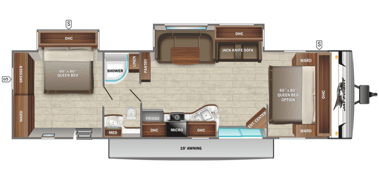 2022 Jayco Jay Flight 38BHDS Floorplan - Front Queen Option