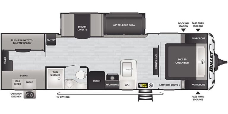 2022 Keystone Bullet 287QBS Floorplan