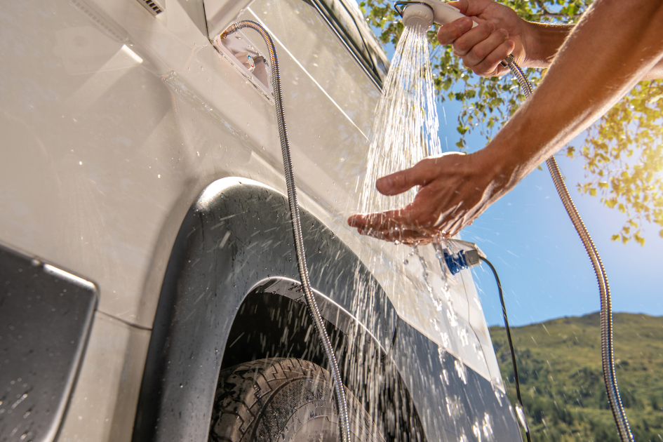 Cleaning the outside of your RV before storing ensures a clean RV for the next season