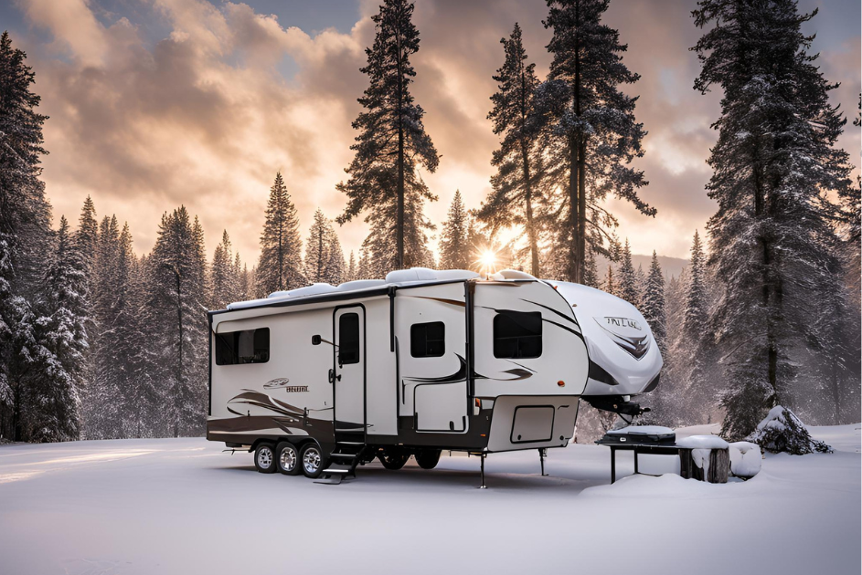 Fifth wheel trailers can provide the comfort and warmth you need to RV even in winter. 